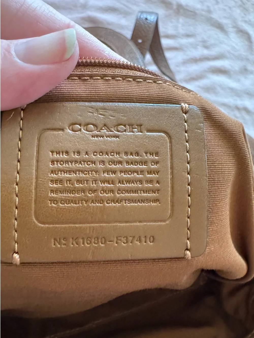 Coach Pebbled Leather Backpack in Brown with Gold Accent - Picture 4 of 5